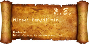 Mizsei Benjámin névjegykártya